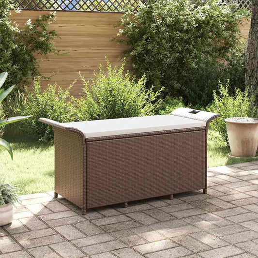 havebænk med hynde 116x46x57 cm polyrattan brun