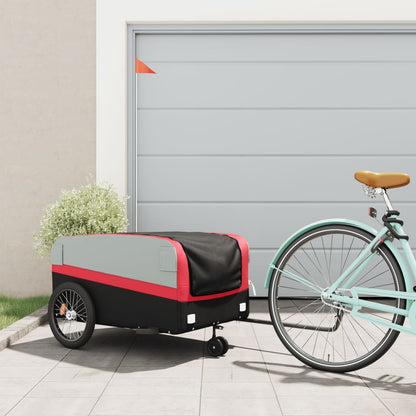 Fahrradanhänger 45 kg Eisen schwarz und rot