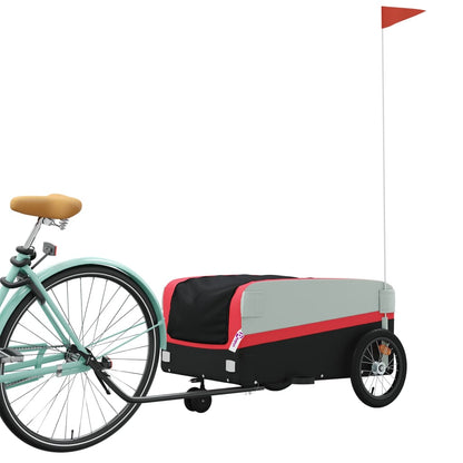 Fahrradanhänger 45 kg Eisen schwarz und rot