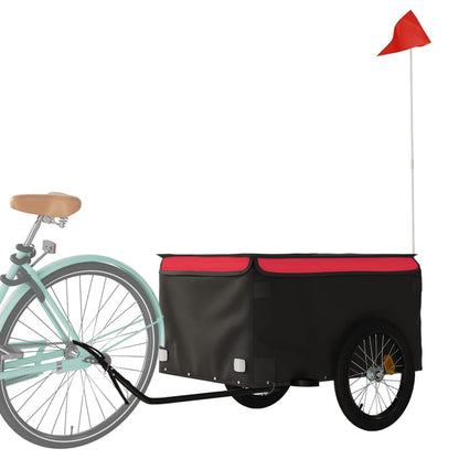 Fahrradanhänger 45 kg Eisen schwarz und rot