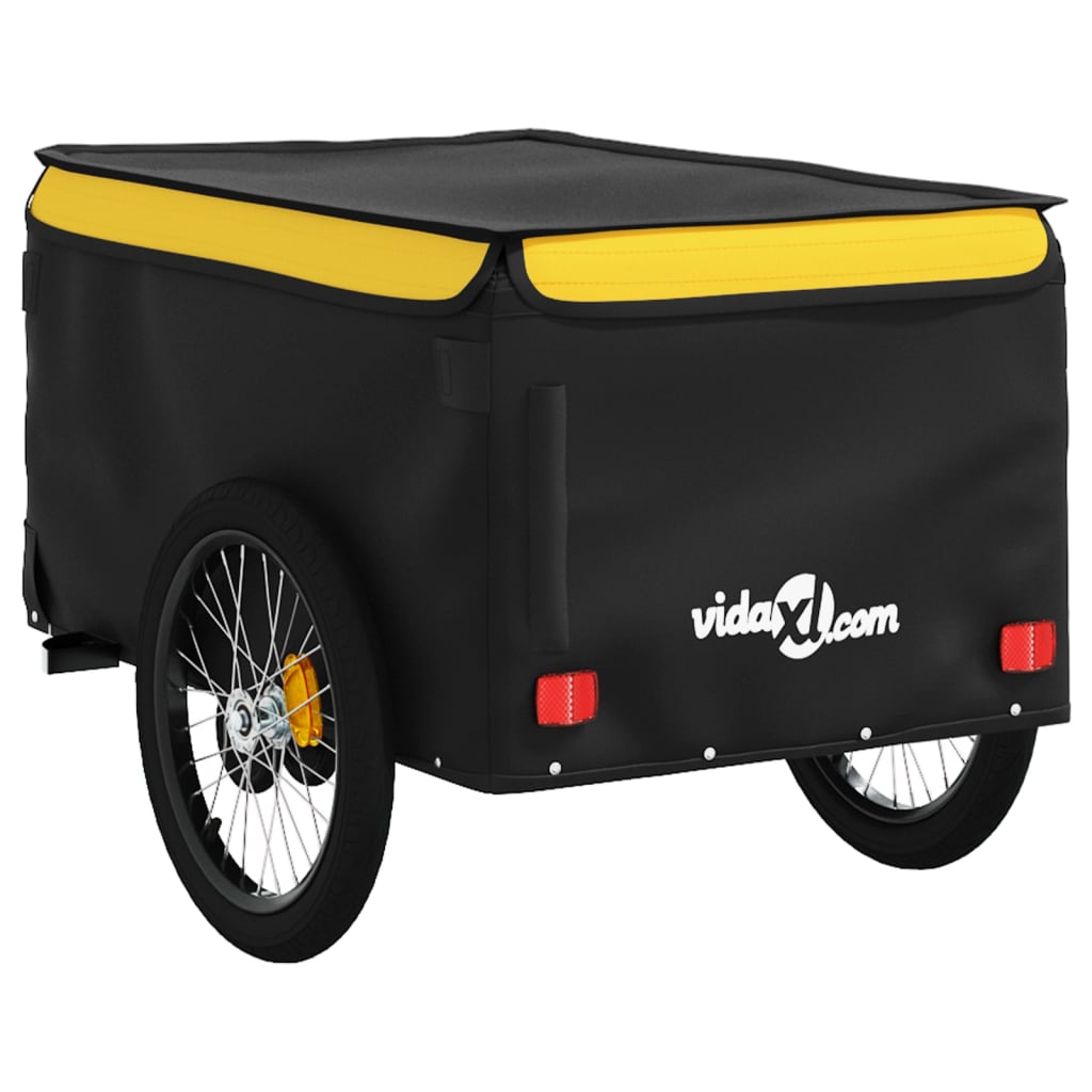 Fahrradanhänger 45 kg Eisen schwarz und gelb