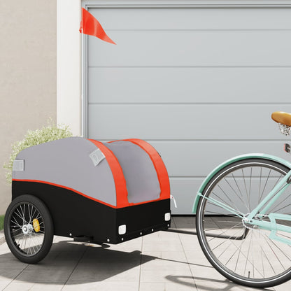 Fahrradanhänger 45 kg Eisen schwarz und orange