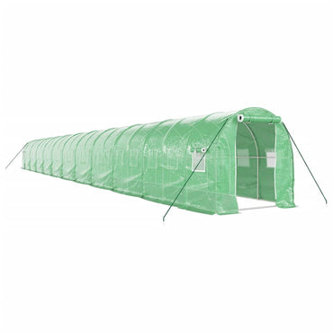 drivhus med stålstel 44 m² 22x2x2 m grøn