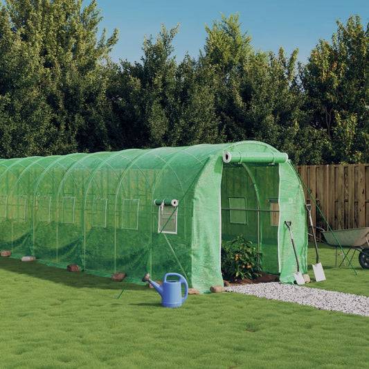 drivhus med stålstel 44 m² 22x2x2 m grøn