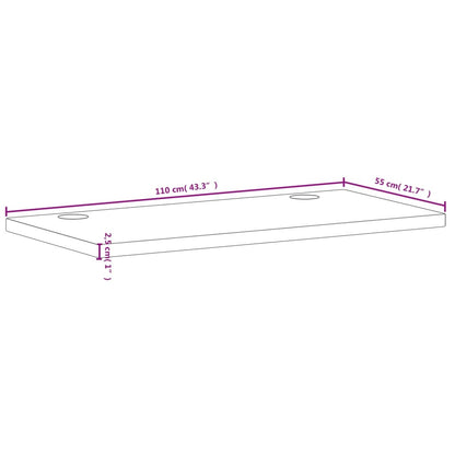 skrivebordsplade 110x55x2,5 cm massivt bøgetræ