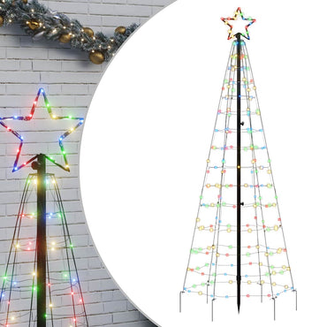 LED-juletræ med spyd 220 LED'er 180 cm farverigt lys