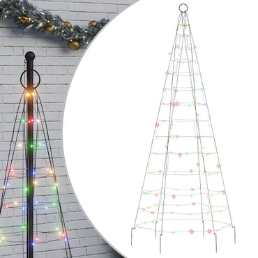 LED-juletræ til flagstang 200 LED'er 180 cm flerfarvet lys