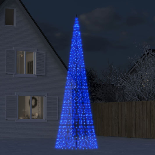LED-juletræ til flagstang 1534 LED'er 500 cm blåt lys