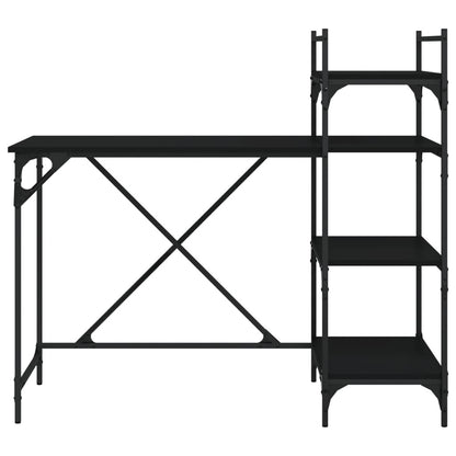 computerbord med hylder 120x47x109 cm sort
