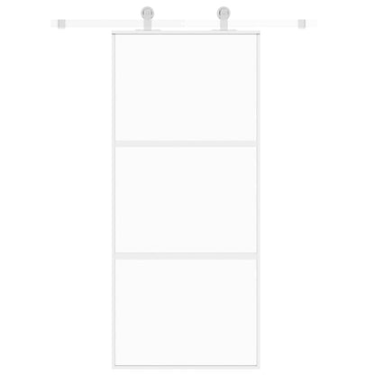 skydedør 90x205 cm hærdet glas og aluminium hvid