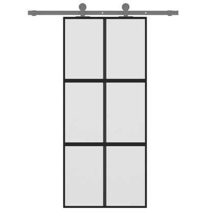 skydedør 90x205 cm hærdet glas og aluminium sort