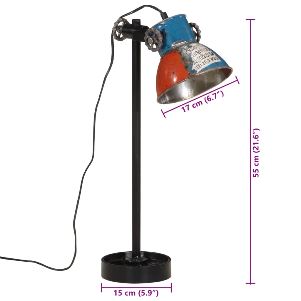 skrivebordslampe 25 W 15x15x55 cm E27 flerfarvet