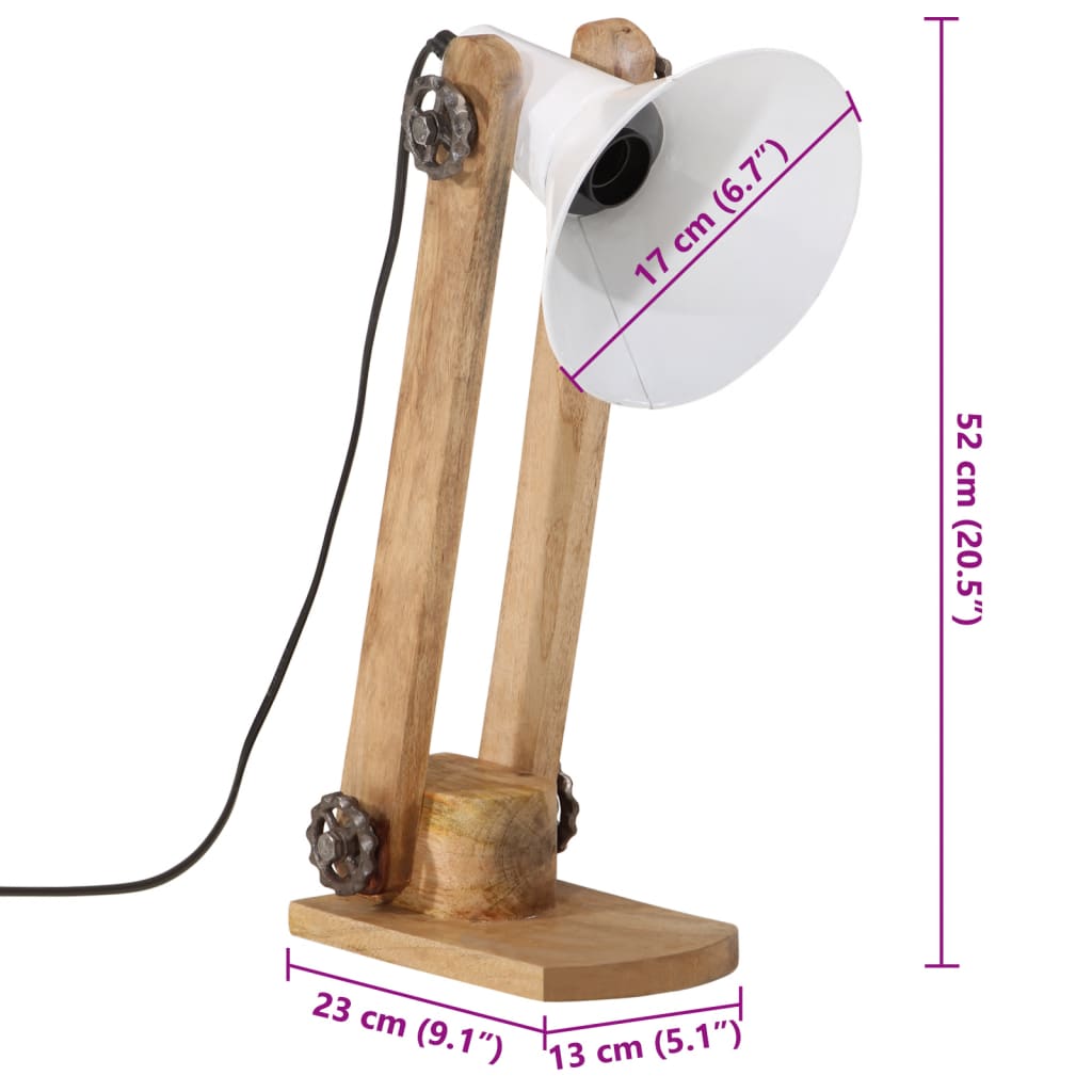 skrivebordslampe 25 W 23x13x52 cm E27 hvid