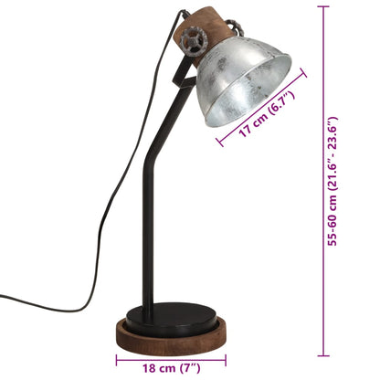 skrivebordslampe 18x18x60 cm 25 W E27 vintagesølv