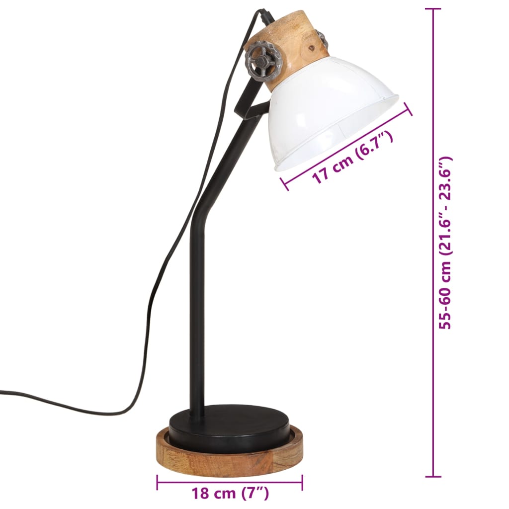 skrivebordslampe 25 W 18x18x60 cm E27 hvid
