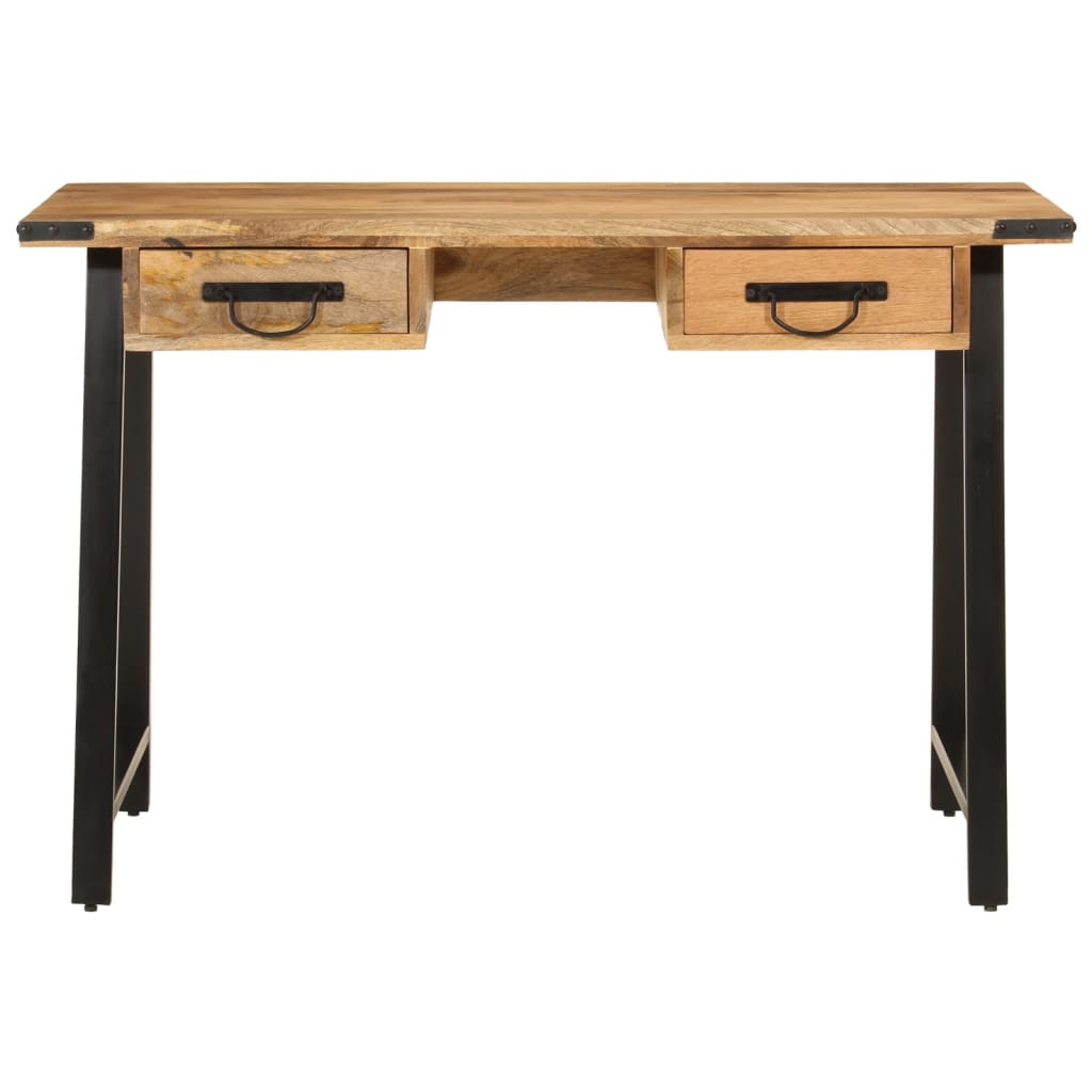 skrivebord med skuffer 105x55x70 cm massivt mangotræ og jern