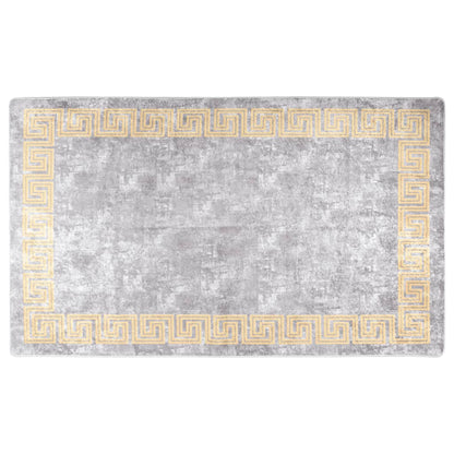 gulvtæppe 120x170 cm vaskbart og skridsikkert grå og guldfarvet