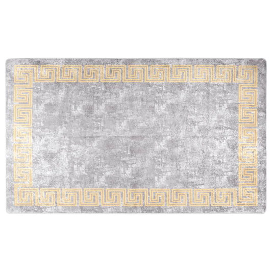 gulvtæppe 120x170 cm vaskbart og skridsikkert grå og guldfarvet