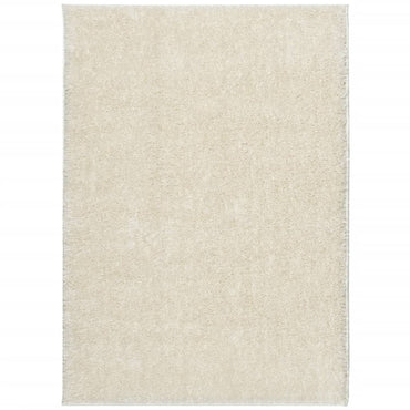 gulvtæppe ISTAN 200x280 cm lang luv skinnende look cremefarvet