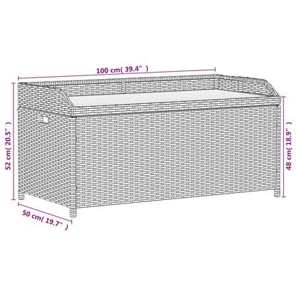opbevaringsbænk 100x50x52 cm polyrattan og akacietræ sort