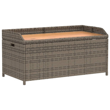 opbevaringsbænk 100x50x52 cm polyrattan og akacietræ grå