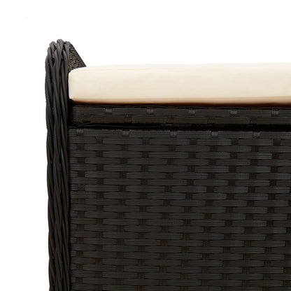 opbevaringsbænk med hynde 80x51x52 cm polyrattan sort