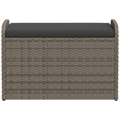 opbevaringsbænk med hynde 80x51x52 cm polyrattan grå