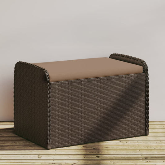 opbevaringsbænk med hynde 80x51x52 cm polyrattan brun