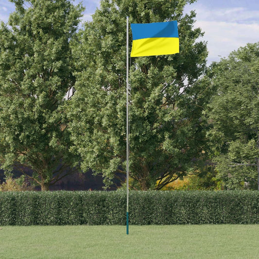 Ukraine flag og flagstang 6,23 m aluminium