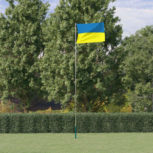 Ukraine flag og flagstang 5,55 m aluminium