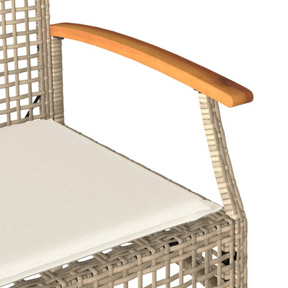 havebænk med hynde polyrattan og akacietræ beige