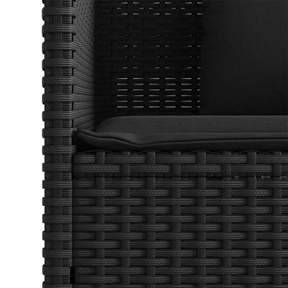 havebænk med hynder polyrattan sort