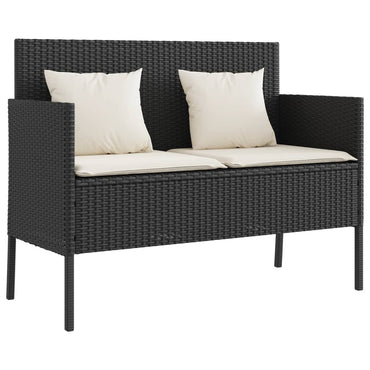 havebænk med hynder polyrattan sort