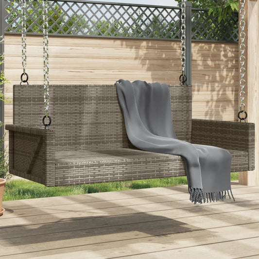 gyngebænk 119x56x48 cm polyrattan grå