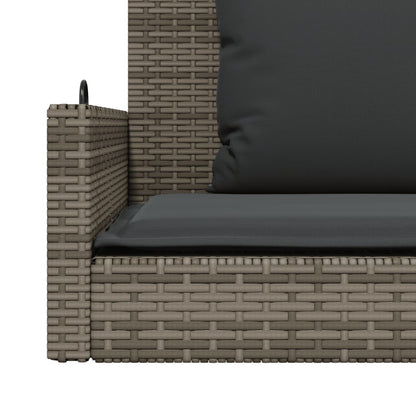 gyngebænk med hynder 119x56x48 cm polyrattan grå