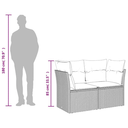 2-sits trädgårdssoffa med kuddar, polyrotting, ljusgrå