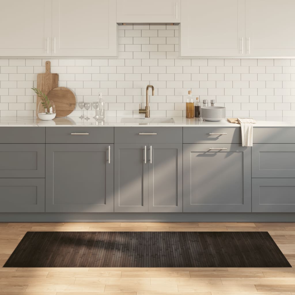 gulvtæppe 70x200 cm rektangulær bambus mørkebrun