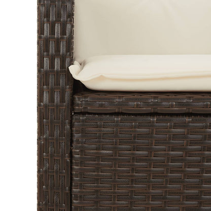 havebænk med hynder og lænefunktion polyrattan brun