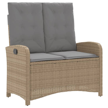 havebænk med hynder og lænefunktion polyrattan beige