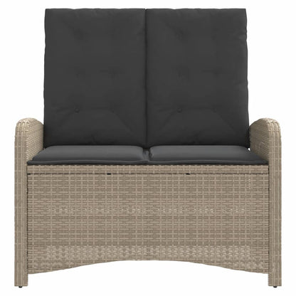 havebænk med hynder og lænefunktion polyrattan lysegrå