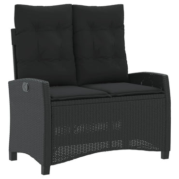 havebænk med hynder og lænefunktion polyrattan sort