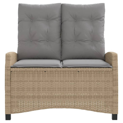 havebænk med hynder og lænefunktion polyrattan beige