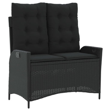 havebænk med hynder og lænefunktion polyrattan sort