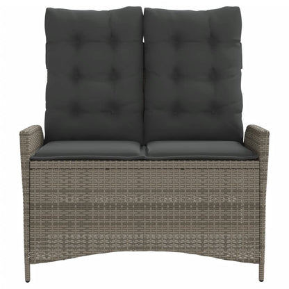 havebænk med hynder og lænefunktion polyrattan grå