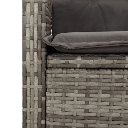 havebænk med hynder og lænefunktion polyrattan grå