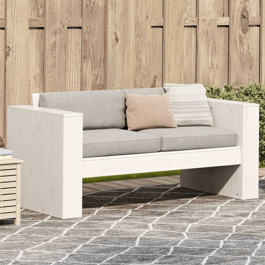 2-sits trädgårdssoffa 134x60x62 cm massiv furu vit