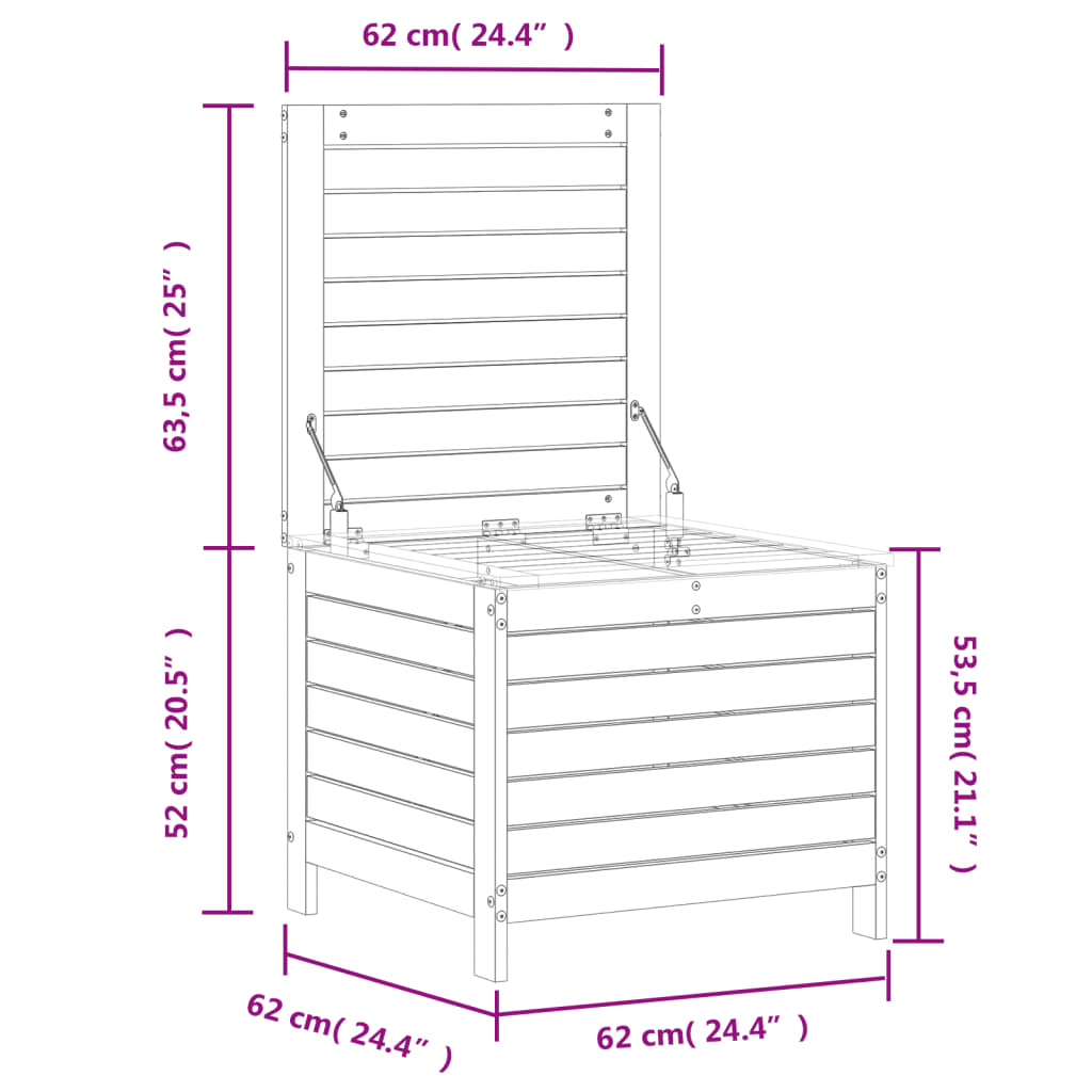 haveskammel 62x63,5x53,5 cm massivt fyrretræ gyldenbrun