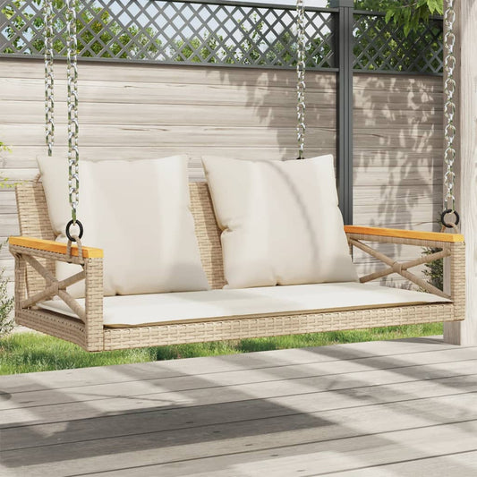 havebænk med hynder 109x62x40 cm polyrattan beige