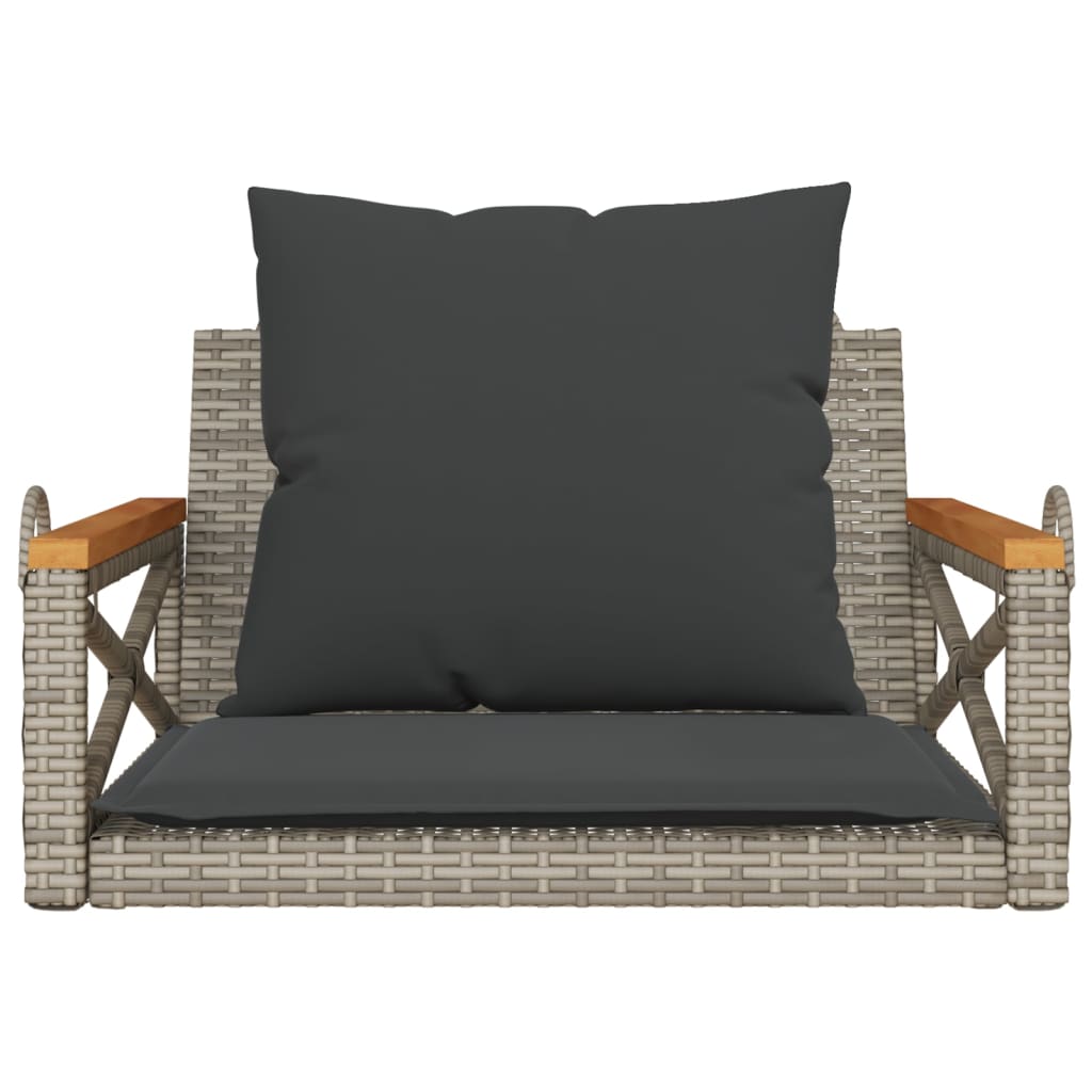 gyngebænk med hynder 63x62x40 cm polyrattan grå