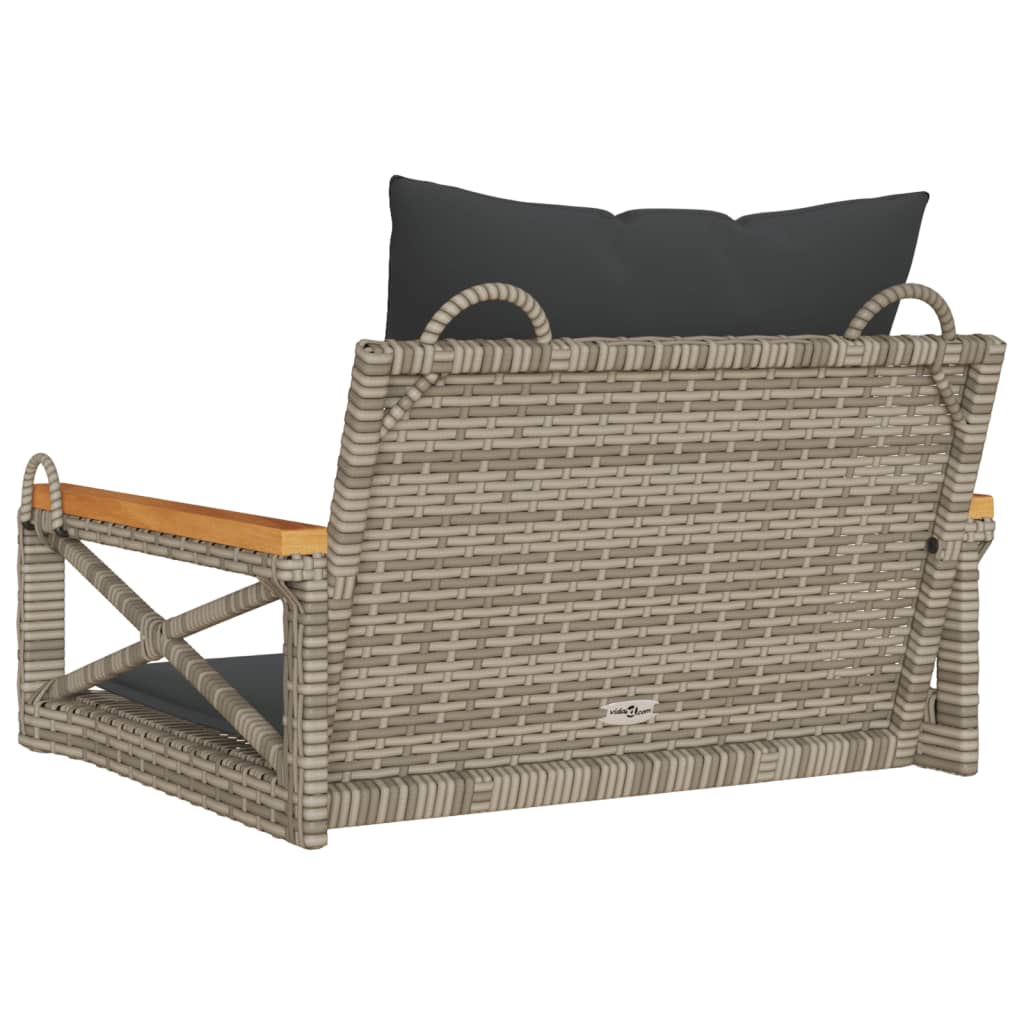 gyngebænk med hynder 63x62x40 cm polyrattan grå